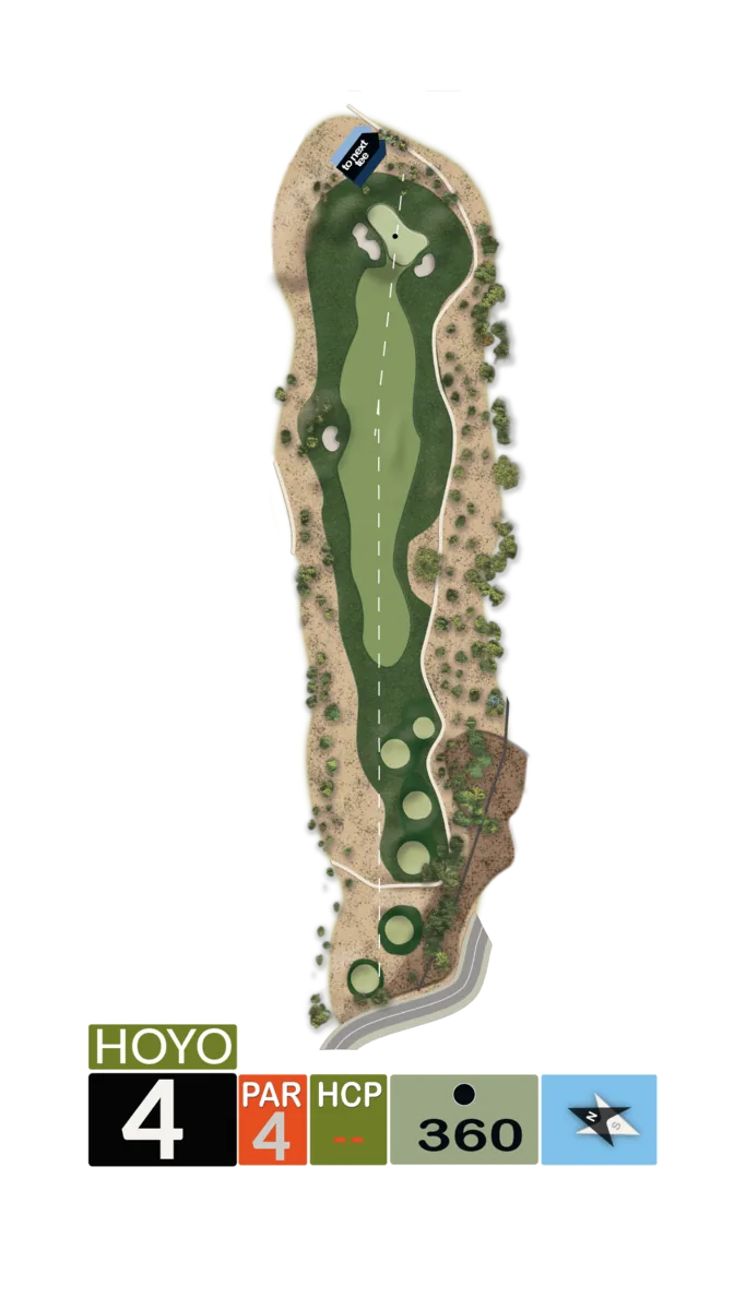 Plano del hoyo 4, par 4, 360 metros